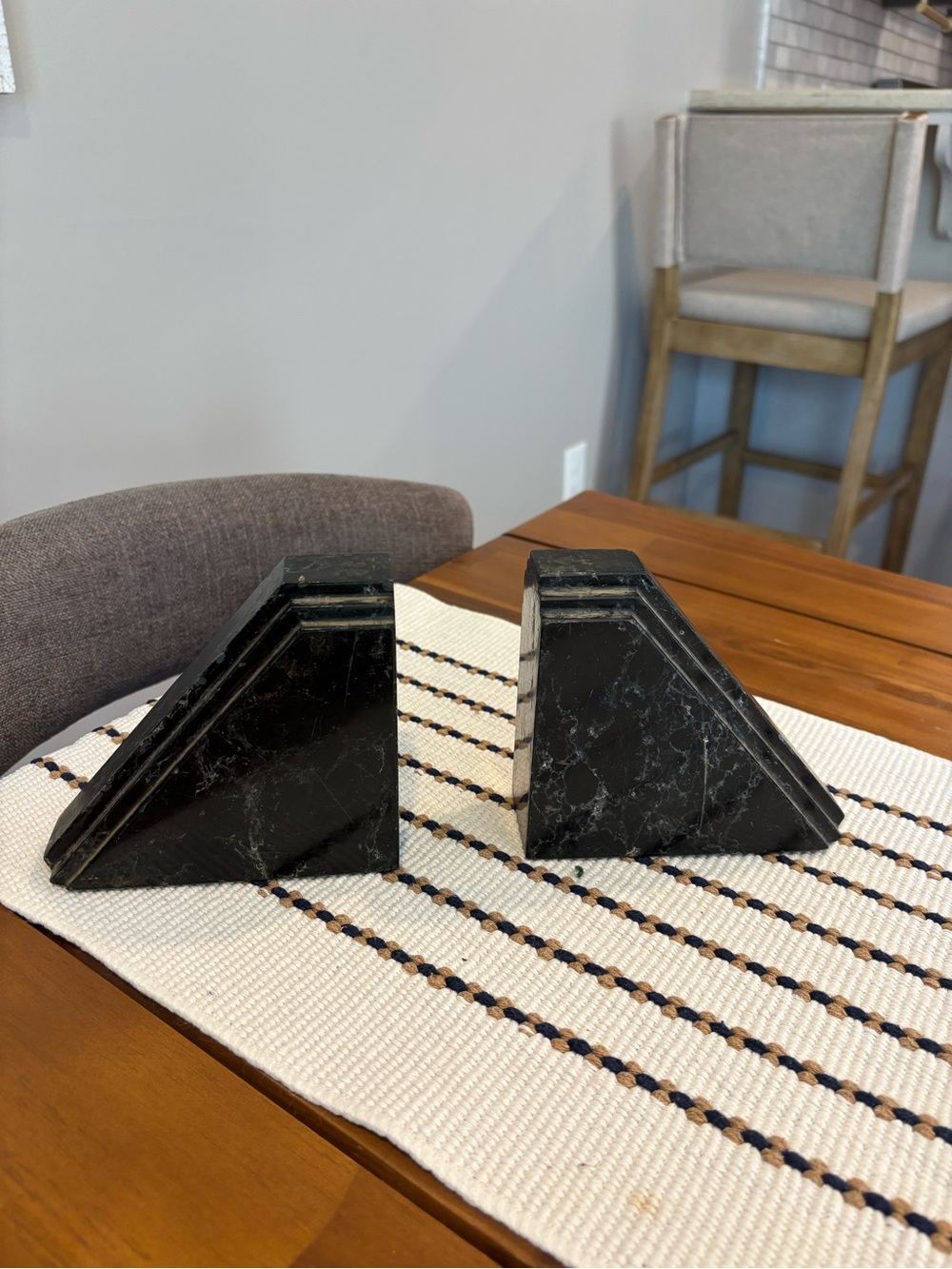 Vintage Black Marble Book Ends